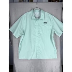 Eddie Bower Shirt Short Sleeve Teal Color Button Up Men's XXL